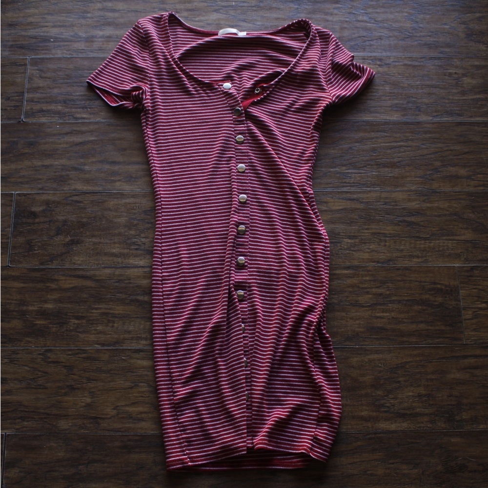 red dress with white stripes